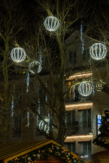 Boules argentées dans les arbres